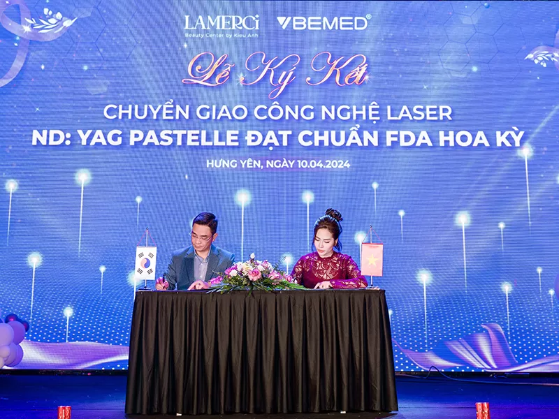 CEO Bemed Nguyễn Thế Hùng và CEO Lamerci Ngô Kiều Anh ký kết CGCN