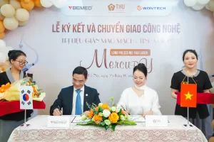 CEO BEMED - Ông Nguyễn Thế Hùng ký kết cùng Bà Lani Hoài Thu - Đại diện Thu Spa & Clinic