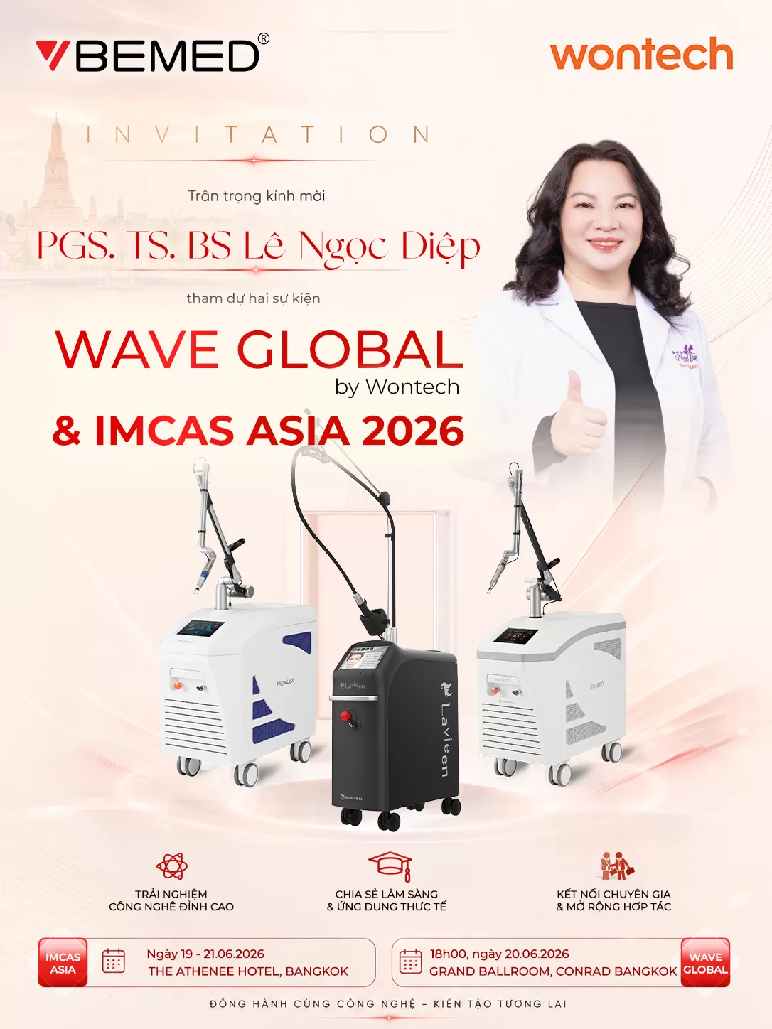  PGS.TS.BS L&Ecirc; NGỌC DIỆP - Kh&aacute;ch mời danh dự đồng h&agrave;nh c&ugrave;ng BEMED tại chuỗi sự kiện thẩm mỹ đỉnh cao thế giới.
