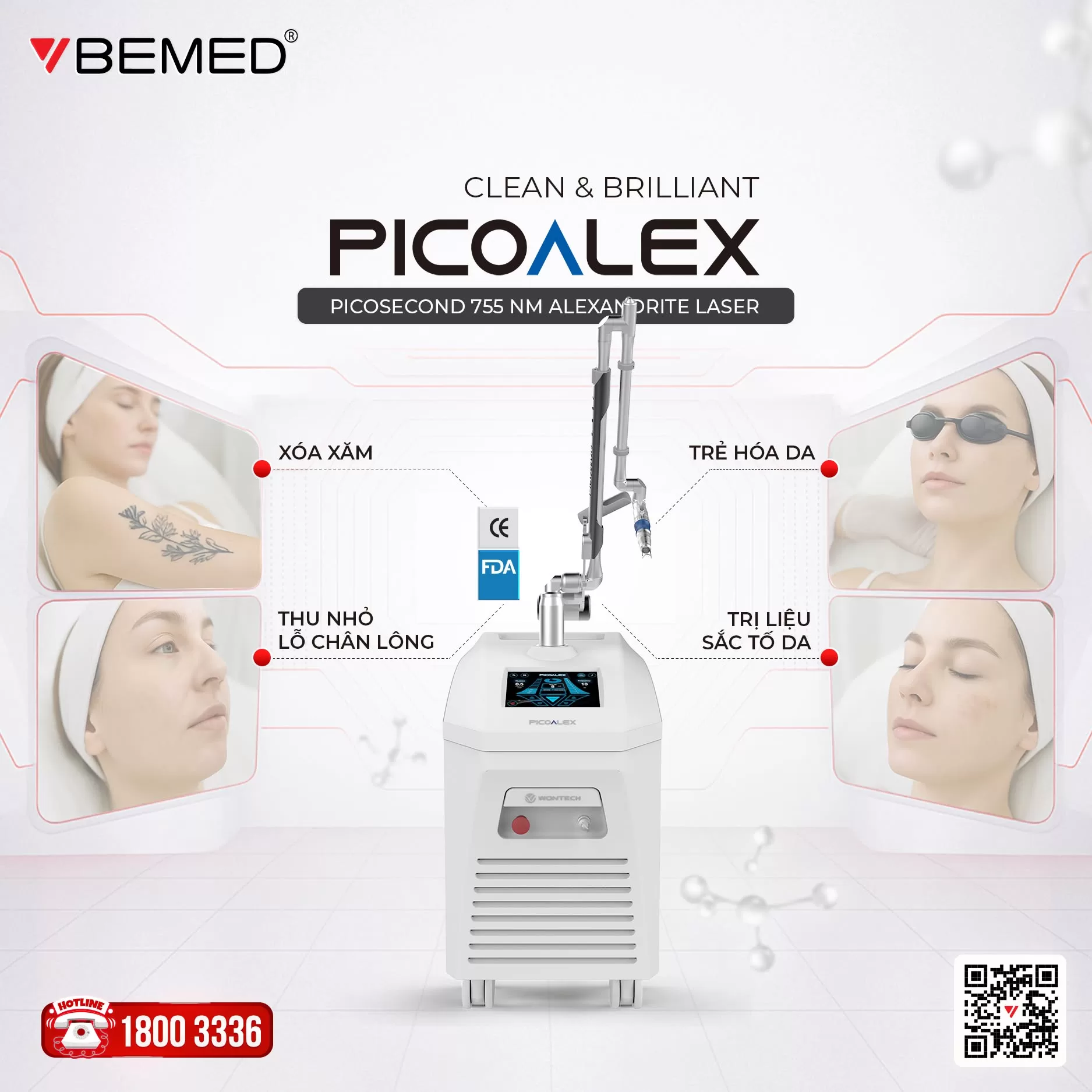 Picoalex 755nm - Đa dạng chỉ định trị liệu