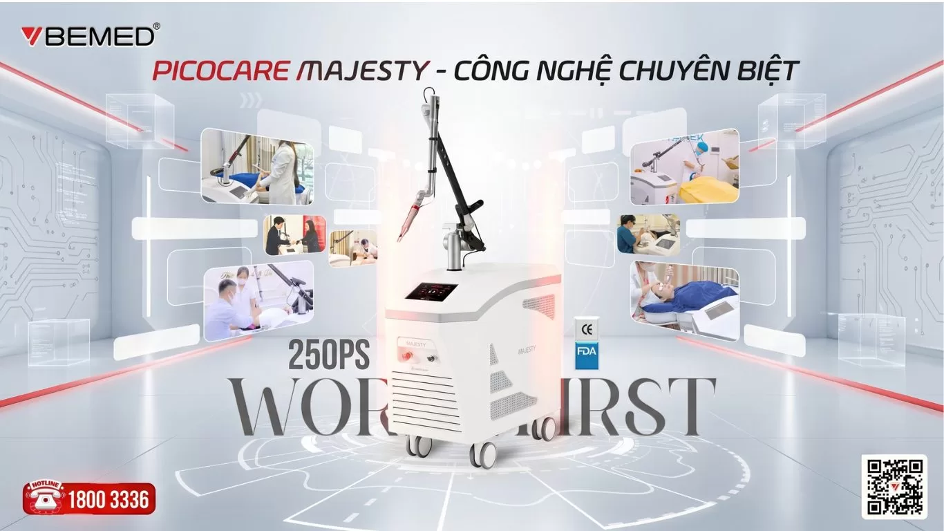 PICOCARE MAJESTY - Picosecond 250ps | Peak Power 2.0GW - Dẫn đầu c&ocirc;ng nghệ laser thẩm mỹ hiện đại